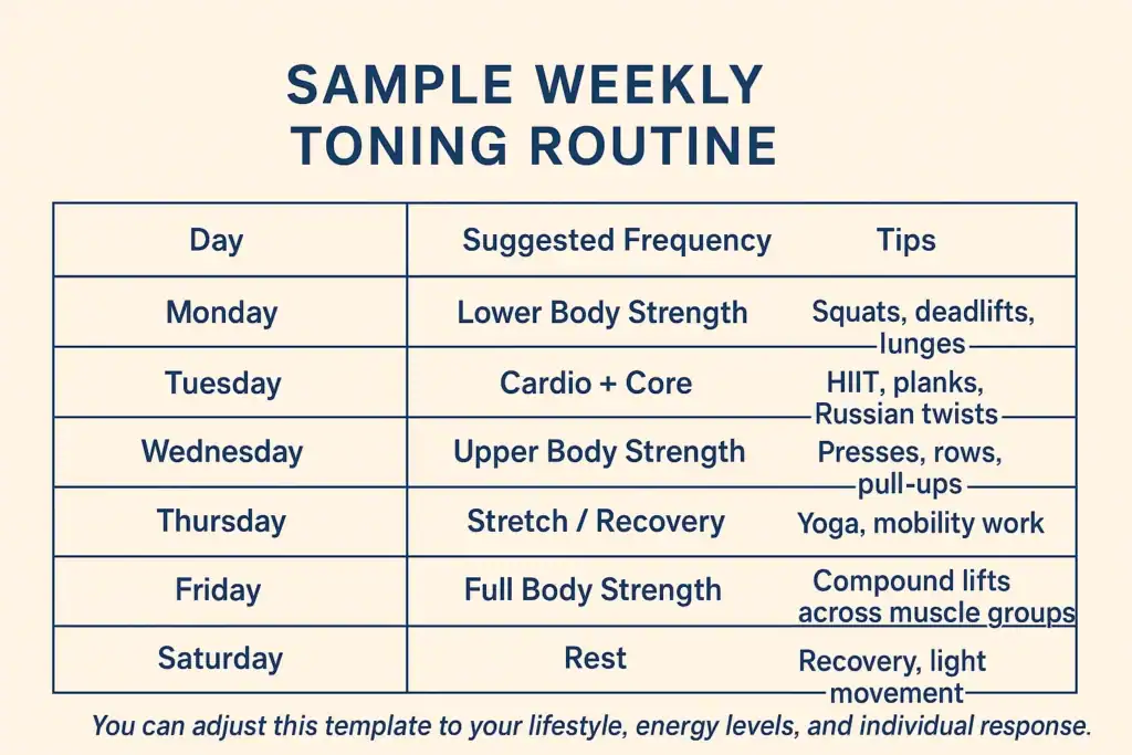 Achieving the Perfect Tone: How Often Should You Exercise for Results? 4 Weekly exercise Suffolk plan graphic