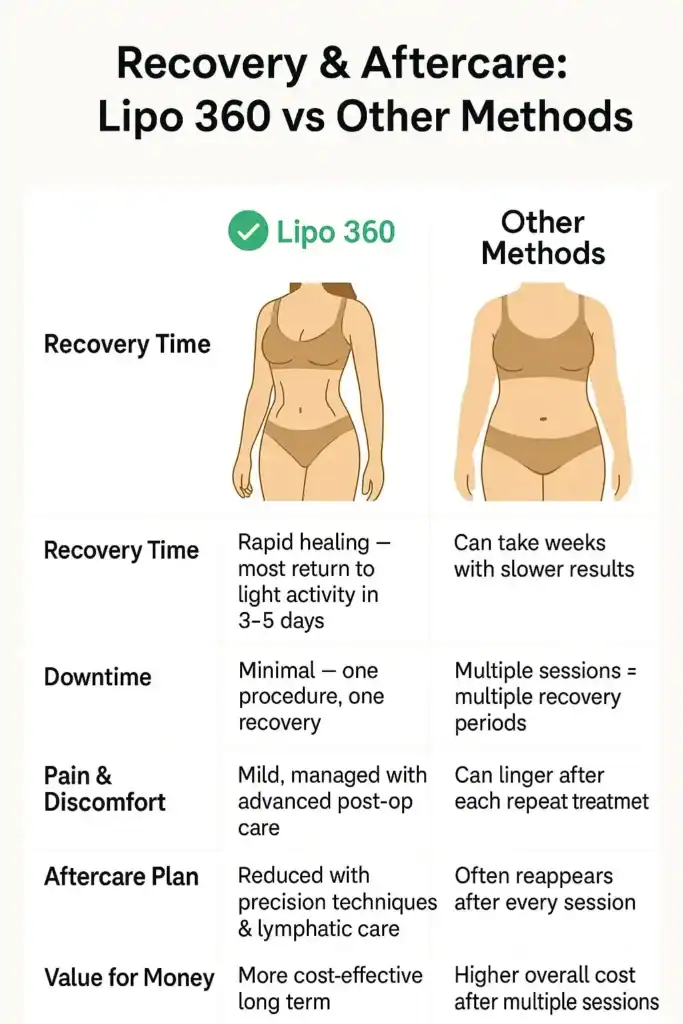 Recovery and Aftercare for Fat-Dissolving Surgery 2 Table to show fat dissolving injection aftercare Suffolk